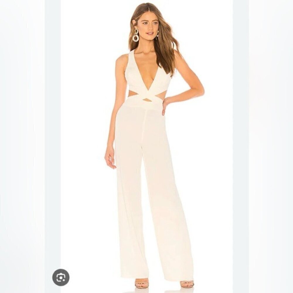 NBD x Naven revolve Ivory Jumpsuit size large cutout wide leg new NWT